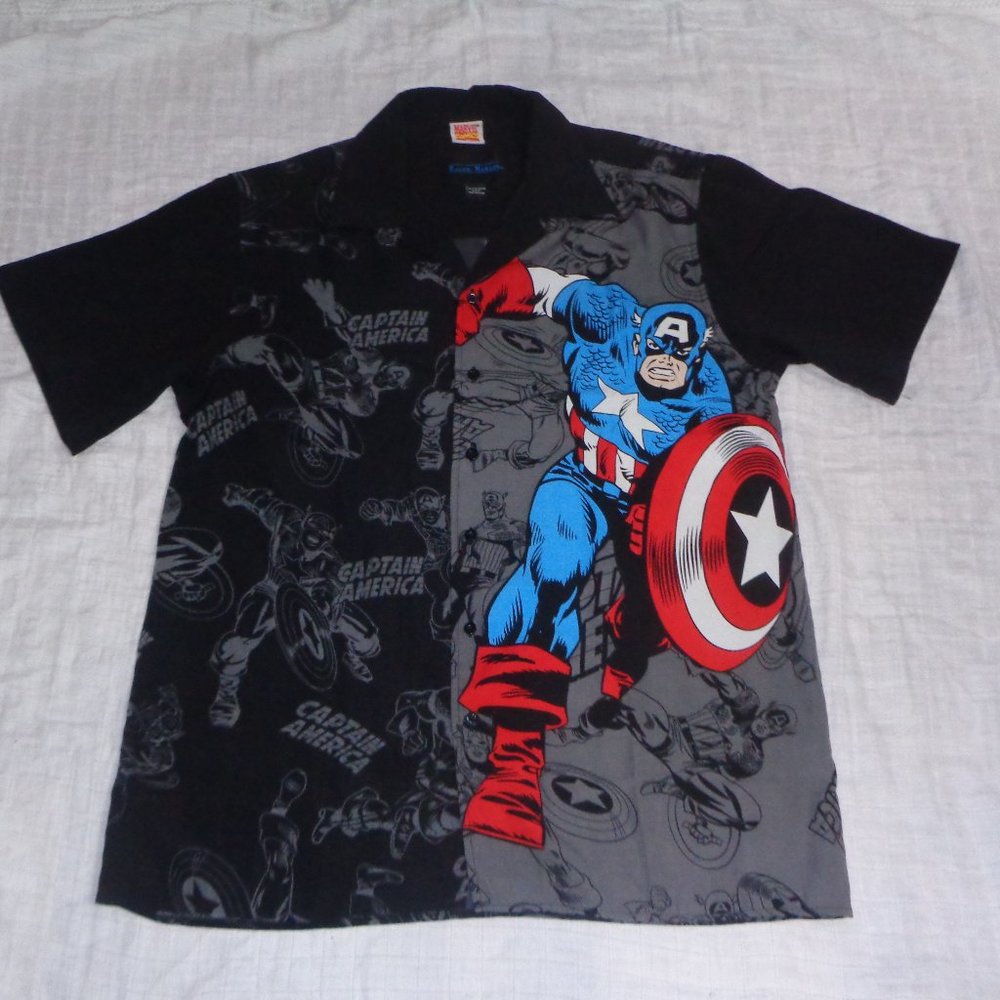 RALPH MARLIN MARVEL COMICS CAPTAIN AMERICA SHORT SLEEVE SHIRT SIZE MEDIUM